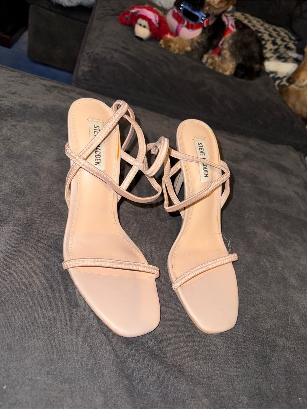 Steve Madden Blush Strappy Square-Toe Heels
